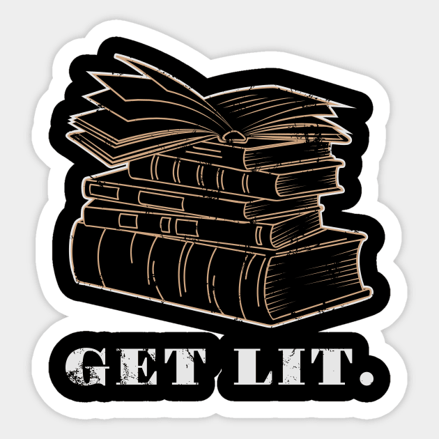 Books Get Lit Literate Book Reader Funny Gift Idea Sticker by JeZeDe